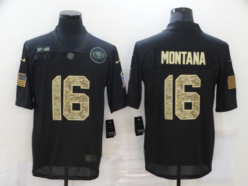 Men San Francisco 49ers #16 Montana Black camo Lettering 2020 Nike NFL Jersey->carolina panthers->NFL Jersey